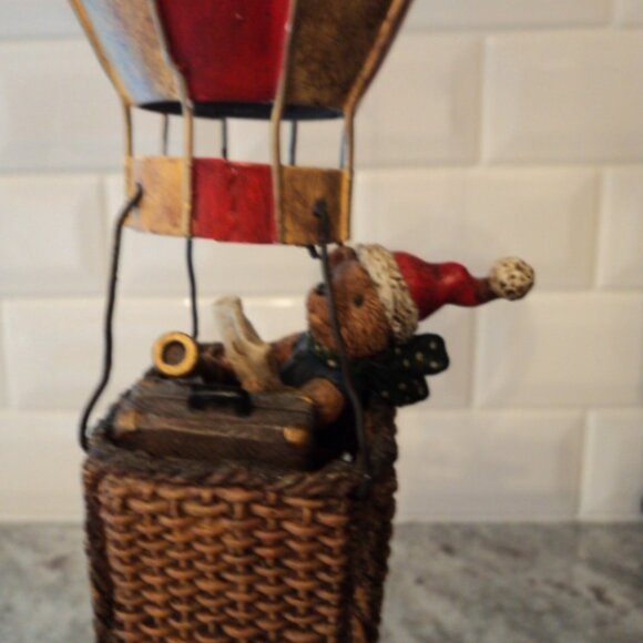 vintage bear in hot air balloon figurine ornament - Picture 3 of 6